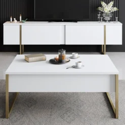 TV-taso Chic Home 180 cm Lyydia valkoinen/kulta