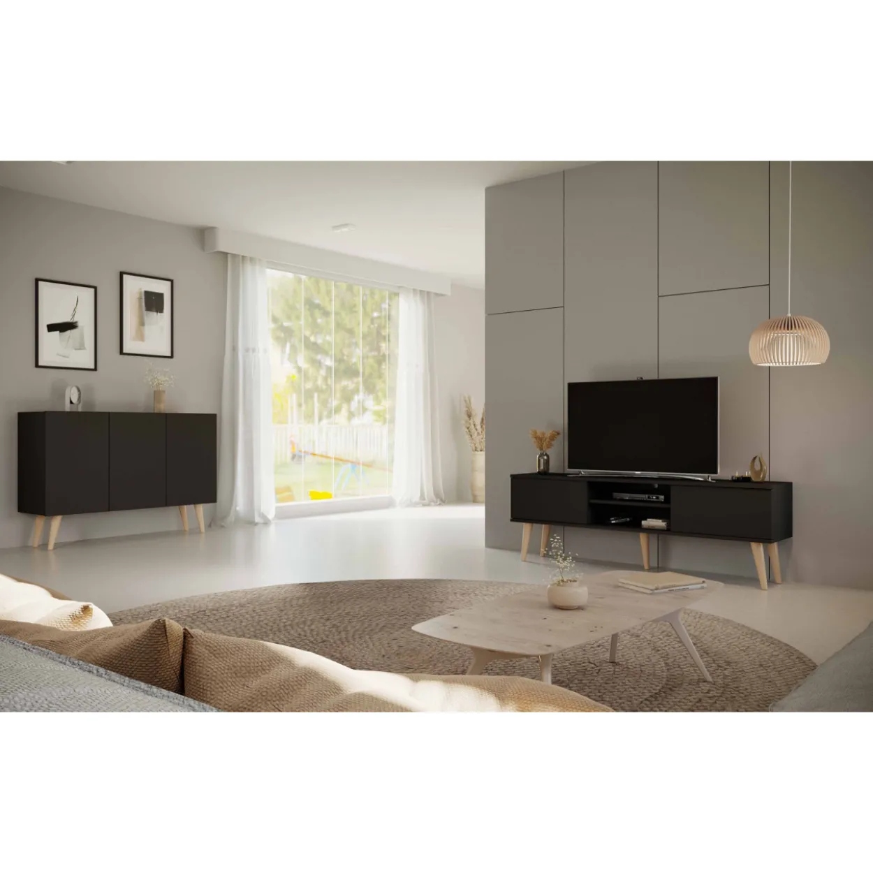 TV-taso Kocot 160 cm Toronto musta