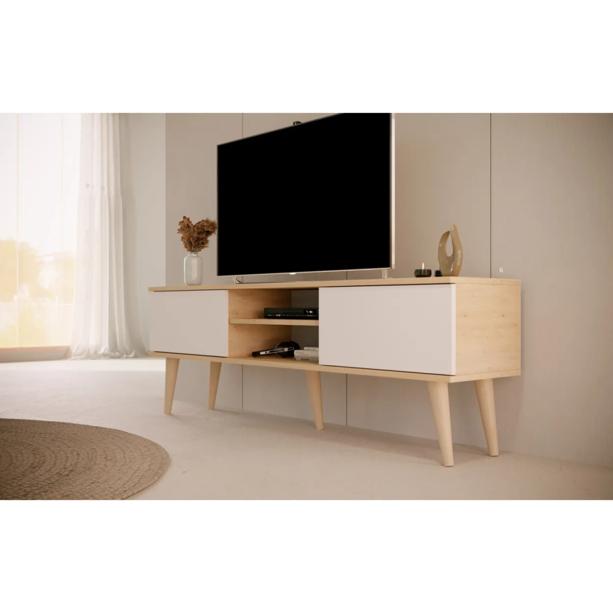 TV-taso Kocot 160 cm Toronto valkoinen/beige