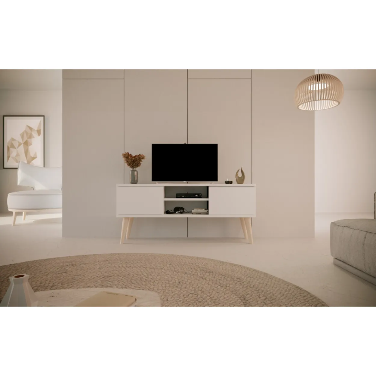 TV-taso Kocot 120 cm Toronto valkoinen