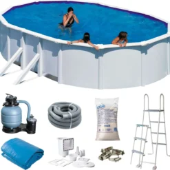 Uima-allas Gre by Swim & Fun 610 x 375 x 120 cm ovaali, ulkoisilla sivutuilla valkoinen