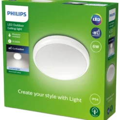Ulkokattovalaisin Philips Doris valkoinen 6W 40K IP54