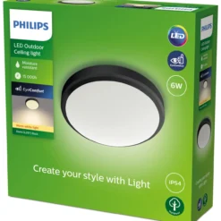 Ulkokattovalaisin Philips Doris musta 6W 27K IP54