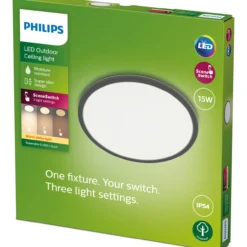 Ulkokattovalaisin Philips SuperSlim SceneSwitch musta 15W 27K IP54