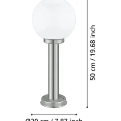 Ulkopylväsvalaisin Eglo Nisia E27 50 cm teräs/valkoinen