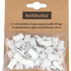 U-verhokiskon liuku Kotikulta 20 kpl nipistimellä valkoinen
