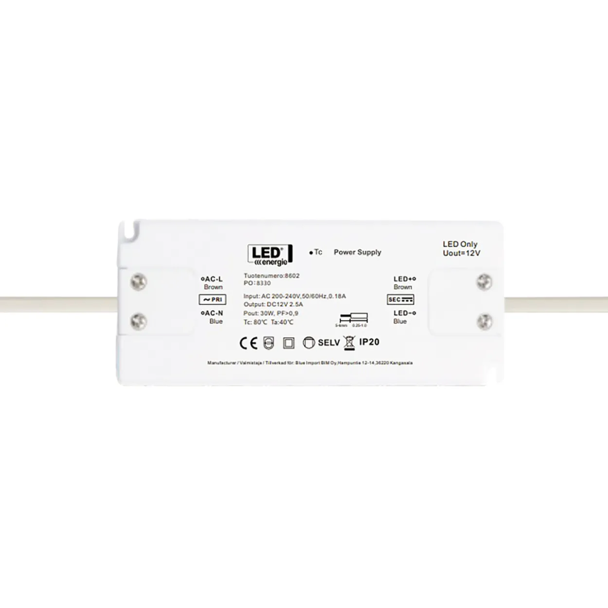 Vakiojänniteliitäntälaite Led Energie 12V 30W IP20 125 x 50 x 15 mm