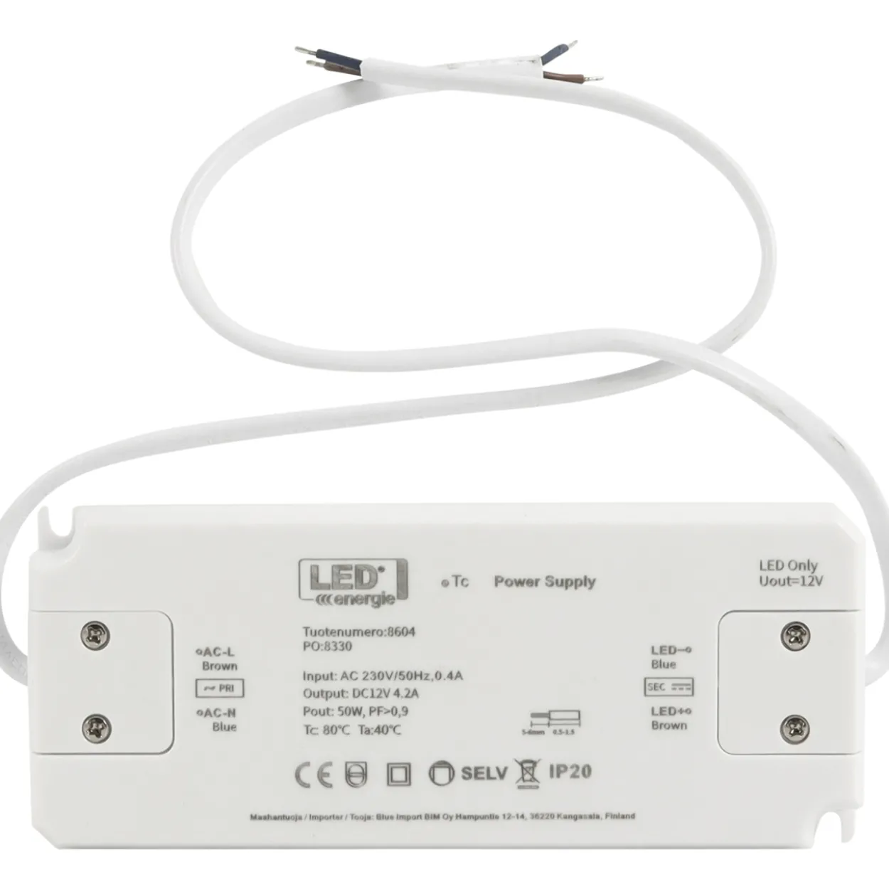 Vakiojänniteliitäntälaite Led Energie 12V 50W IP20 155 x 65 x 22 mm