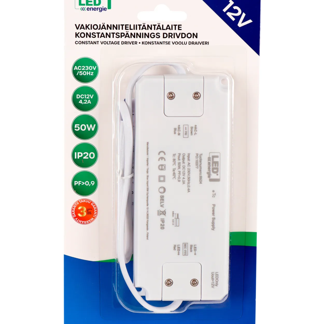 Vakiojänniteliitäntälaite Led Energie 12V 50W IP20 155 x 65 x 22 mm