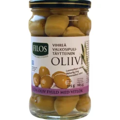 Vihreä oliivi 315 / 165 g valkosipulitäyte kivetön