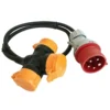 Voimavirta-adapteri 1 m, 16 A uros/ 3xSchuko