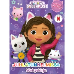 Värityskirja Gabby’s Dollhouse juhlatunnelmissa
